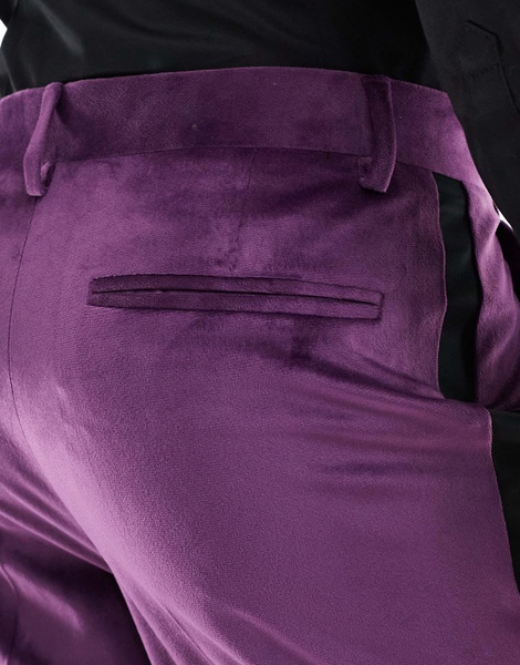 ASOS DESIGN flare tuxedo suit pants in purple velvet