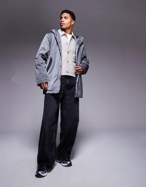 ASOS DESIGN borg lined parka in gray