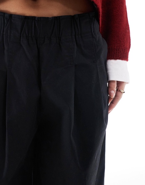 ASOS DESIGN exaggerated pull on wide leg pants in washed black