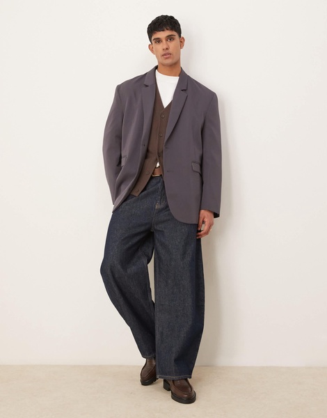 ASOS DESIGN slouchy oversized blazer in charcoal
