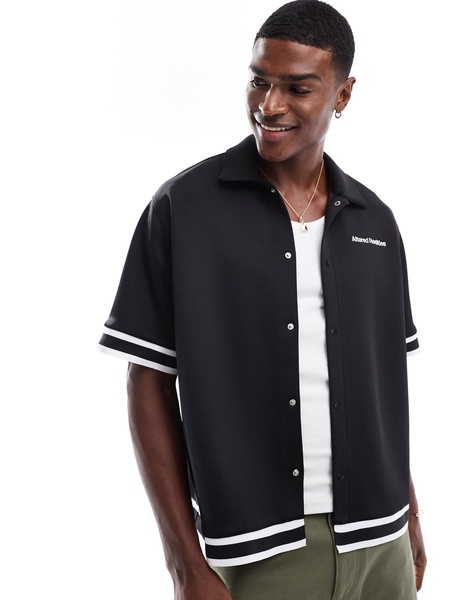 Bershka tipped sleeve shirt in black