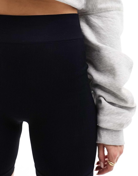 ASOS DESIGN seamless sculpting ribbed legging short in black