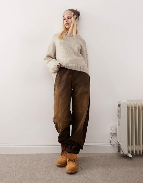 Monki crew neck knitted sweater in beige