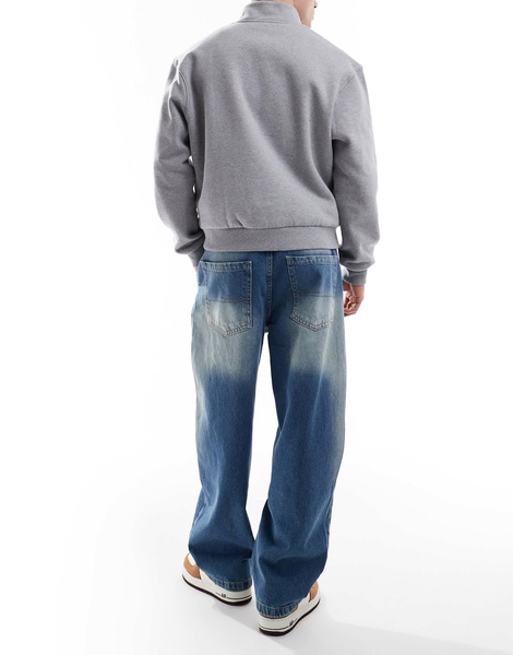 Bershka skater fit jeans in mid blue