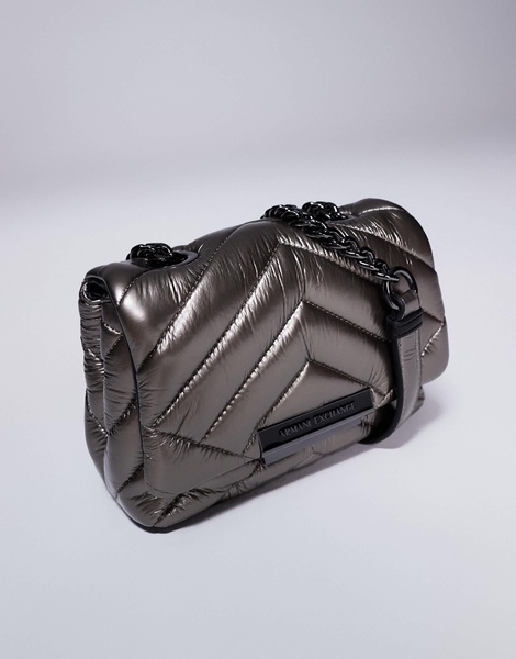 Armani Exchange cross-body padded bag in silver