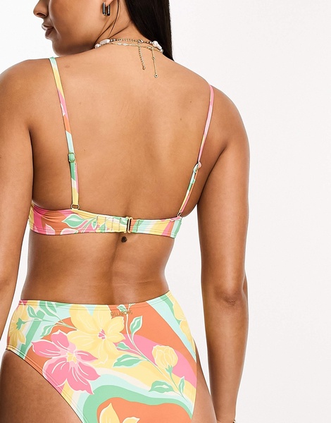 Billabong Chasin' Sunbeams square crop bikini top in multi print