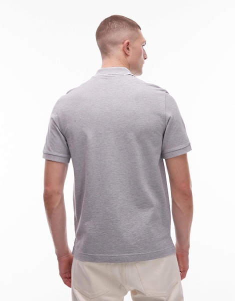 ARKET pique jersey short sleeve polo shirt in gray melange