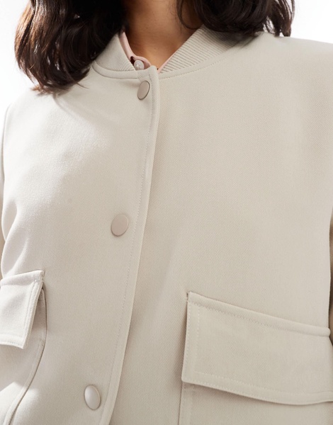 Vero Moda tailored bomber jacket with pockets in cream