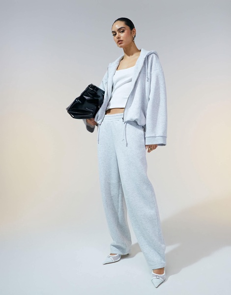 ASOS DESIGN barrel leg sweatpants in gray heather - part of a set