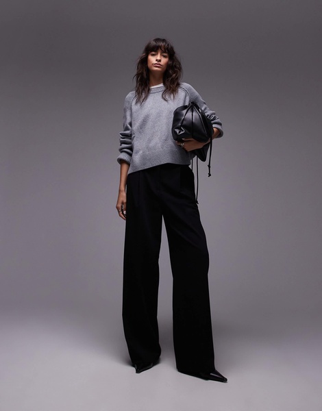 ARKET wool crew neck sweater in gray melange