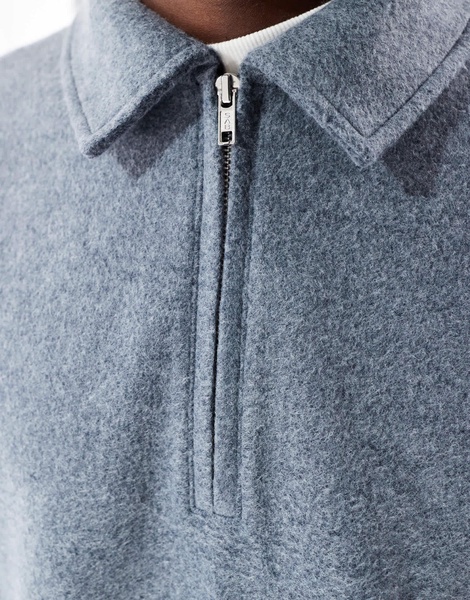 ASOS DESIGN oversized boxy quarter zip sweatshirt in brushed navy