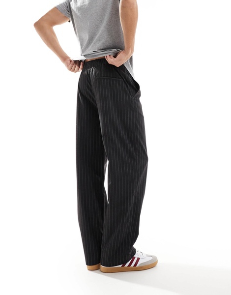 Bershka wide leg pinstripe pants in gray