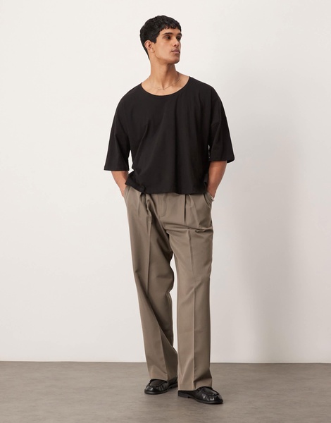 ASOS DESIGN oversized dropped shoulder boxy T-shirt with scoop neck in black