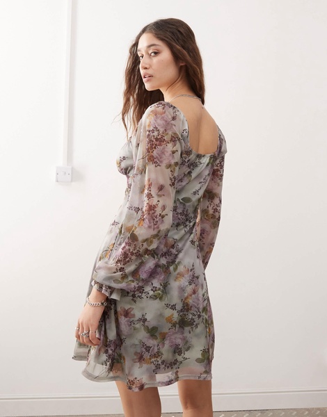 Miss Selfridge floral print tie detail mini dress