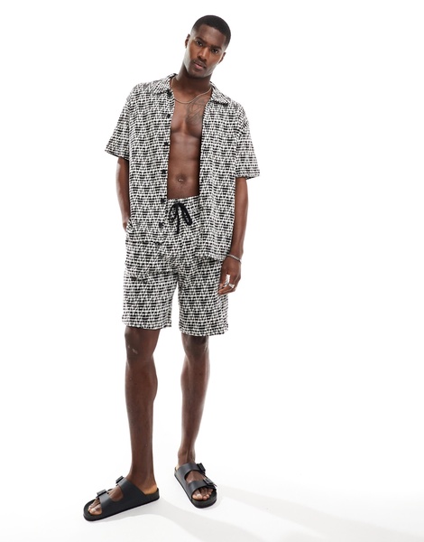 Bershka textured jacquard shorts in black - part of a set