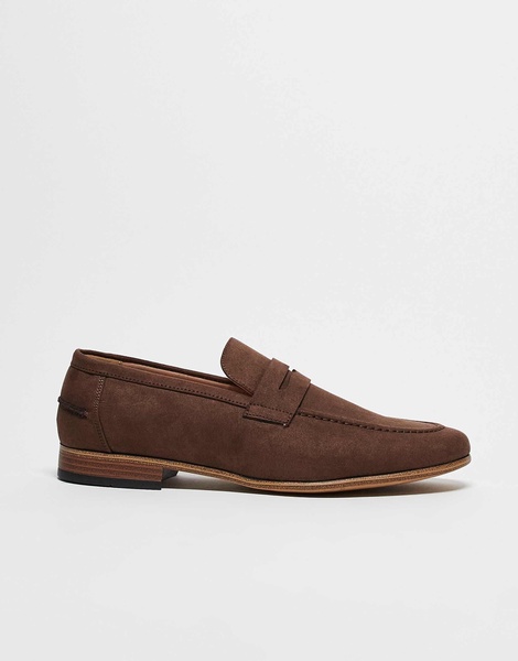 ASOS DESIGN loafers in brown faux suede with natural sole