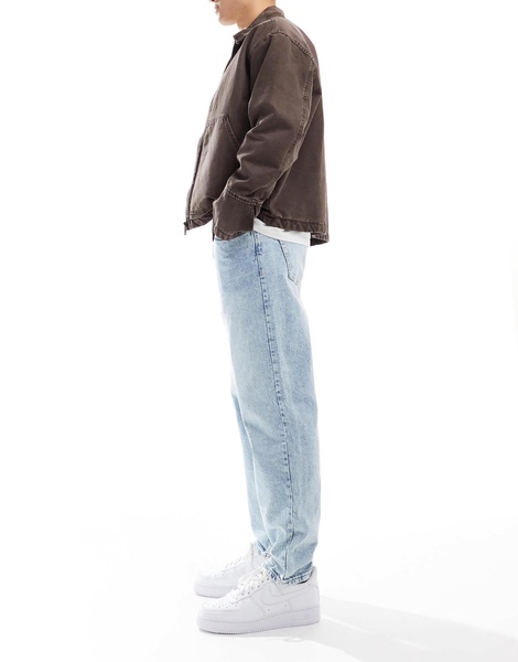 Bershka straight vintage jeans in light blue