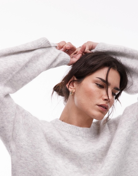 ARKET super soft alpaca wool blend relaxed sweater in light gray