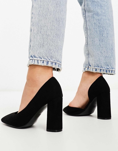 ASOS DESIGN Wide Fit Winston d'Orsay high heeled shoes in black suedette