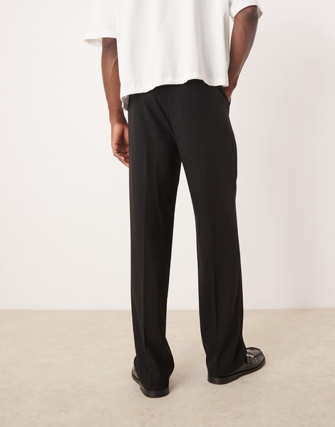 ASOS DESIGN smart high waist straight leg pants in black shimmer