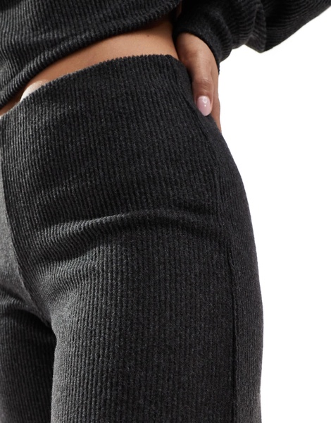 Bershka soft touch wide leg pants in dark gray - part of a set