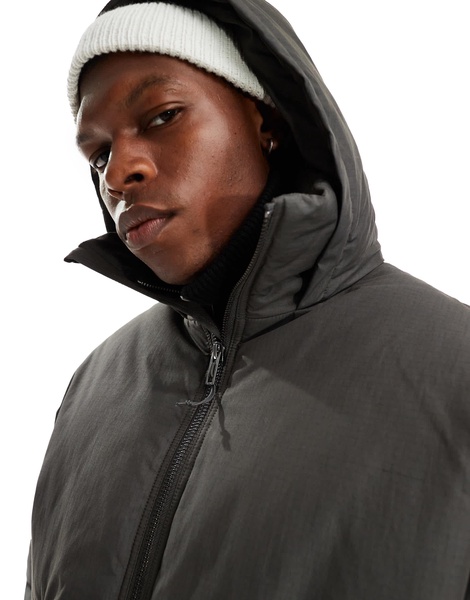 Weekday Floyd bomber puffer coat in dark gray