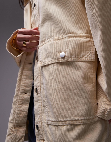 Topshop cord jacket in ecru