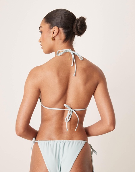 Abercrombie & Fitch swim triangle bikini top with bead detail in blue - part of a set