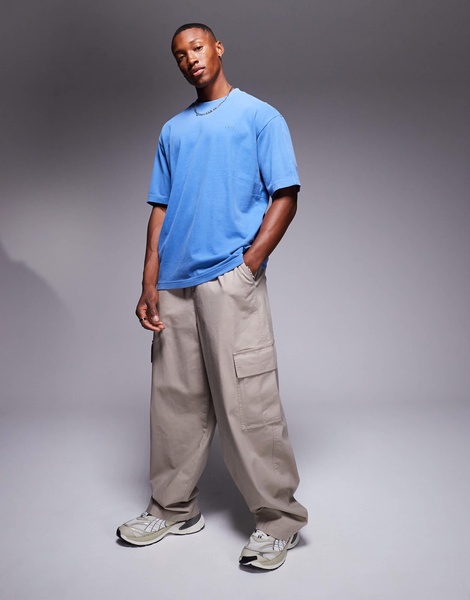 BOSS Orange relaxed fit t-shirt in garment dyed light blue