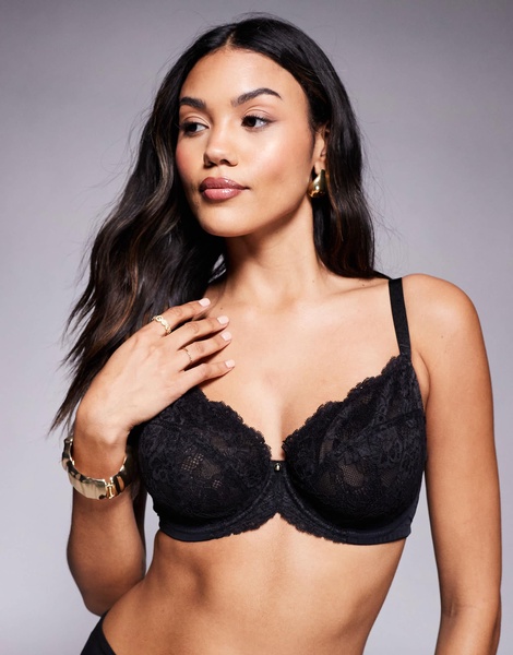 Ann Summers Fuller Bust Sexy Lace non padded plunge bra in black