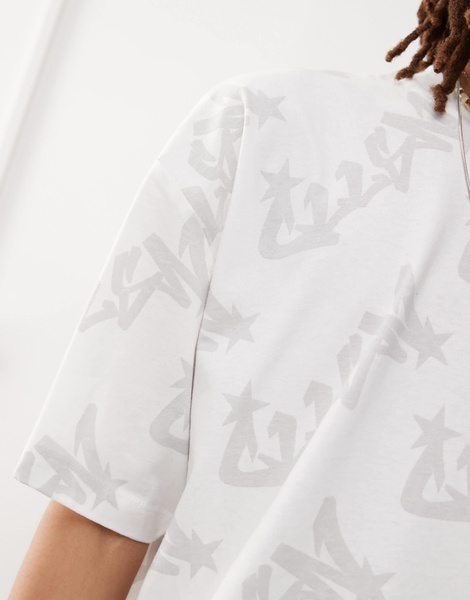 COLLUSION Unisex all-over print T-shirt in white