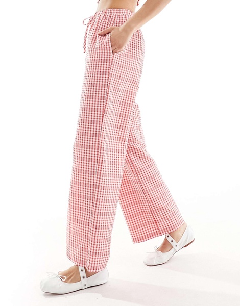 ASOS DESIGN gingham pull on pants in red