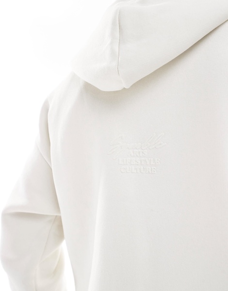 Bershka boxy tonal back print hoodie in white