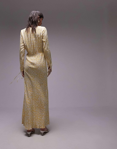 Topshop maxi dress in yellow floral print