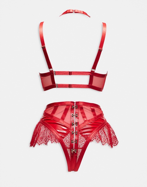 Ann Summers Exuberant crotchless set in red