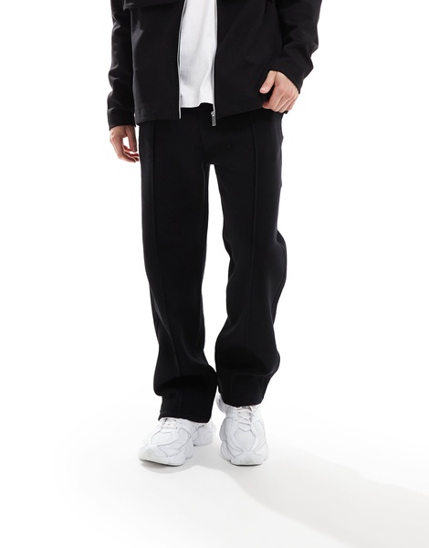 Bershka wide leg pintuck sweatpants in black