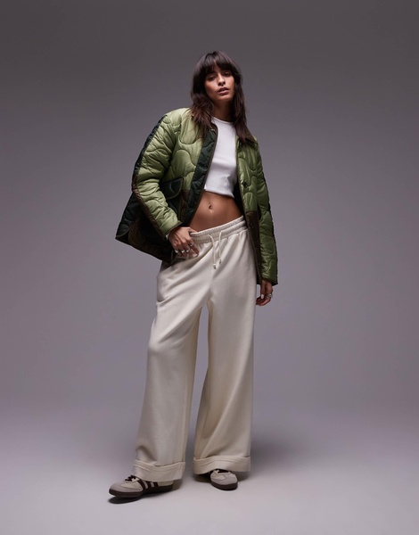 Topshop patchwork quilted liner jacket in multi