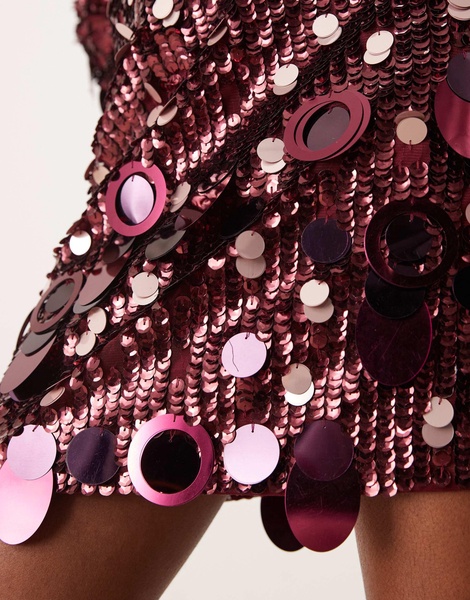 ASOS EDITION embellished sequin mini skirt in burgundy - part of a set