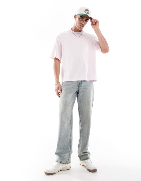 Bershka oversized T-shirt in light pink