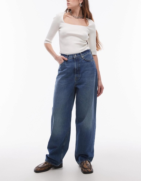 ARKET Amber barrel leg jeans in aged washed blue