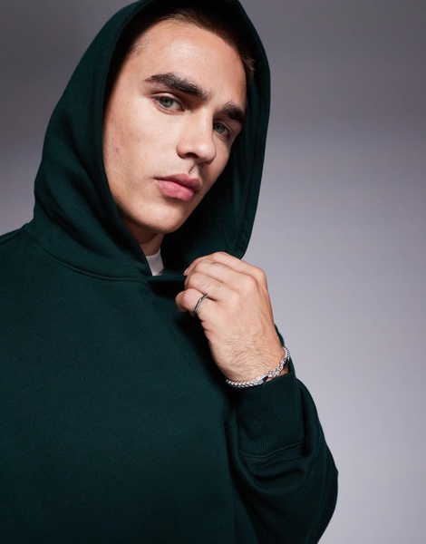 ASOS DESIGN premium heavyweight oversized hoodie in forest green