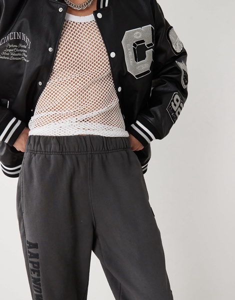 Aape By A Bathing Ape side logo cuffed sweatpants in washed gray