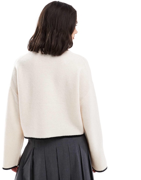 ASOS DESIGN boxy crew neck sweater with cream tipping detail