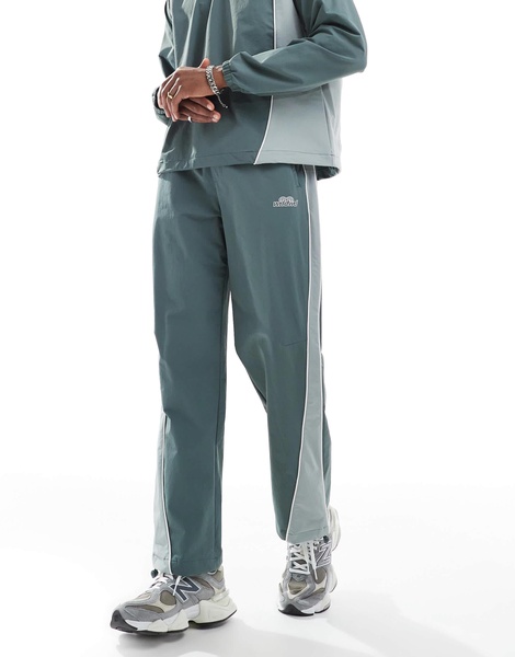 Bershka retro sport paneled sweatpants in green - part of a set