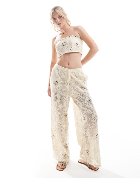 River Island crochet pants in light brown - part of a set