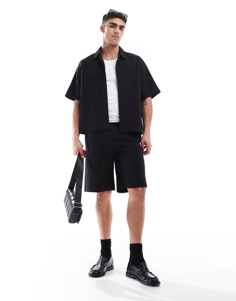 Bershka premium shirt in black - part of a set