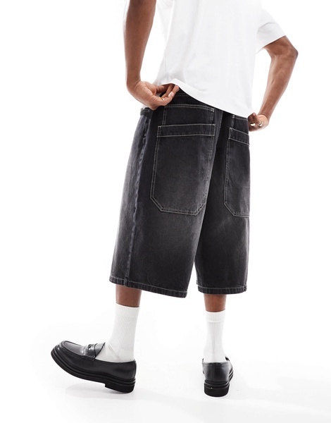 Bershka super baggy jorts in black