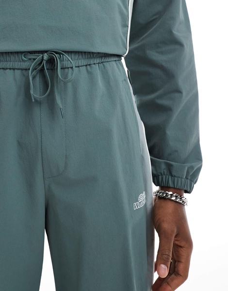 Bershka retro sport paneled sweatpants in green - part of a set