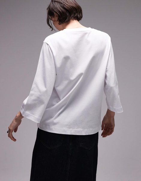 ARKET heavyweight 3/4 sleeve T-shirt in white