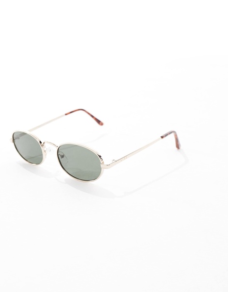 Aire Regulus round metal frame sunglasses with green lens in gold